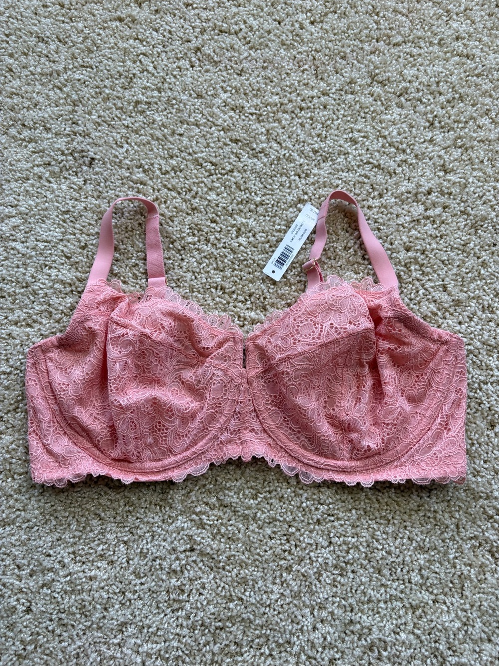 NWT Soma Unlined Lace Balconette Bra Paloma Glow Pink 38DDD